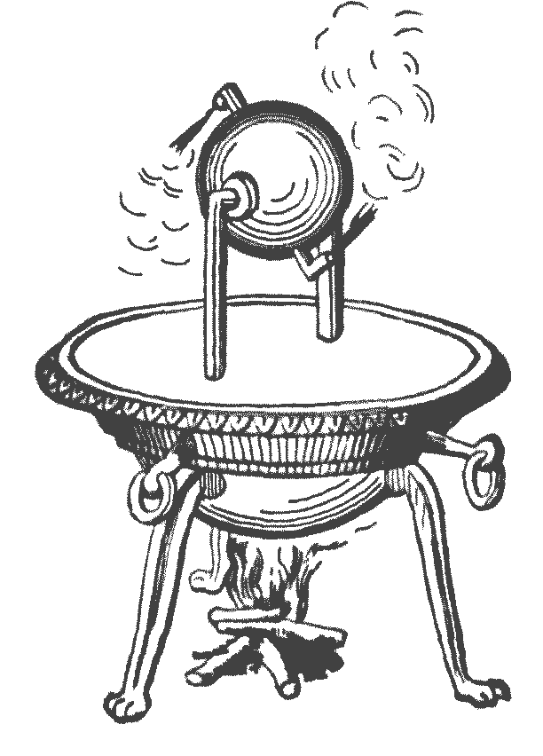 Another etching of Hero's steam engine.
